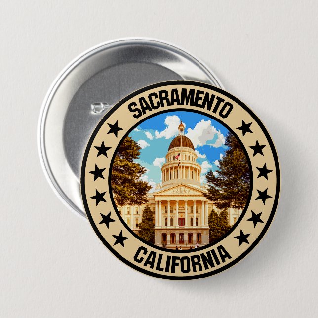 Sacramento                                         7.5 cm round badge (Front & Back)