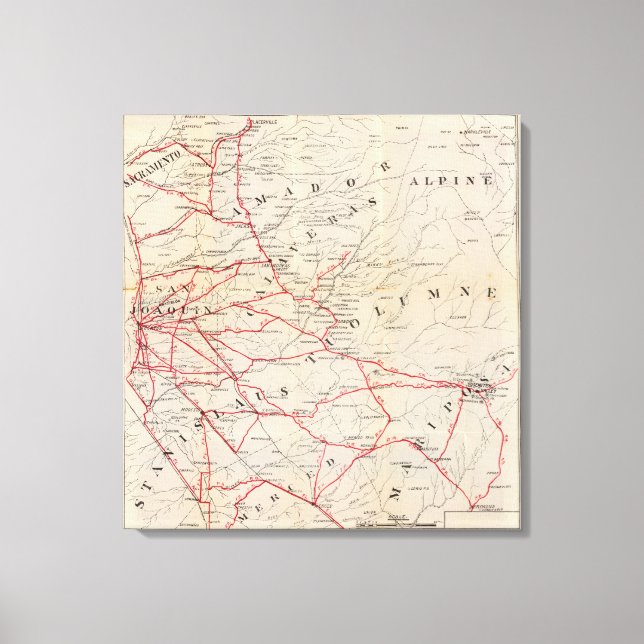 Sacramento, Amador, Calaveras, San Joaquin Canvas Print (Front)