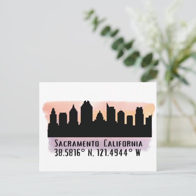Sacramento CA City Skyline   Postcard (Standing Front)