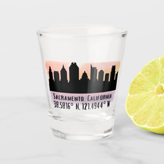 Sacramento CA City Skyline   Shot Glass (Front)