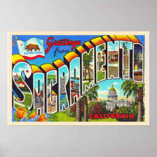 Sacramento California CA Large Letter Postcard Poster