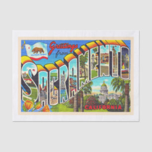 Sacramento California CA Large Letter Postcard Tissue Paper