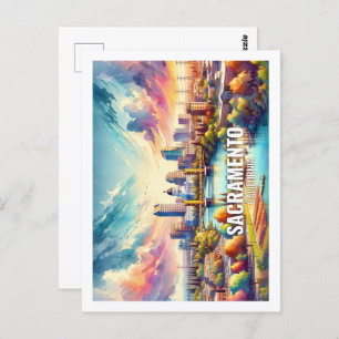 Sacramento California Famous Travel watercolor Postcard