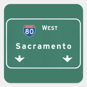 Sacramento California Interstate Highway Freeway : Square Sticker
