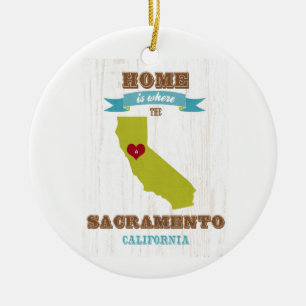 Sacramento, California Map – Home Is Where Ceramic Tree Decoration