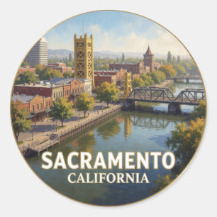 Sacramento California Old Town Waterfront Classic Round Sticker