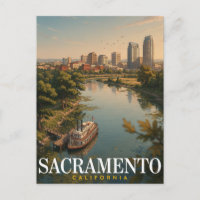 Sacramento California Scenic River Skyline Art