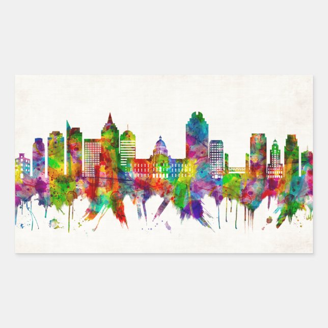 Sacramento California Skyline Rectangular Sticker (Front)