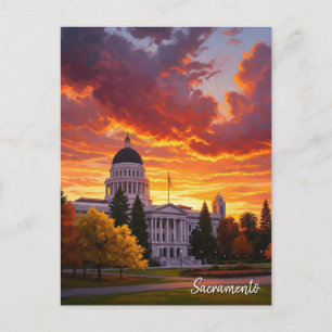 Sacramento California State Capitol Sunset Postcard
