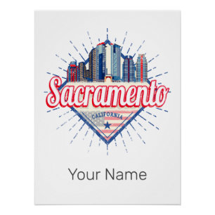 Sacramento California United States Skyline USA Poster
