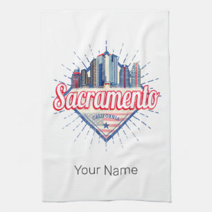 Sacramento California United States Skyline USA Tea Towel