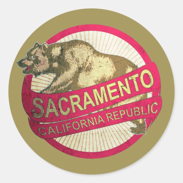 Sacramento California vintage bear stickers (Front)
