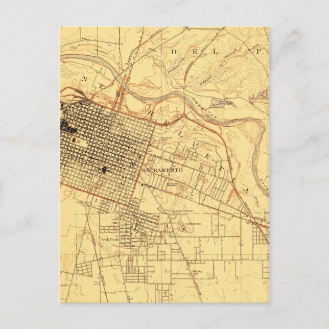 Sacramento California Vintage Map Postcard (Front)