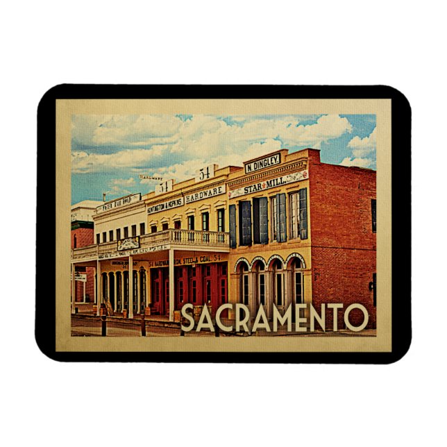 Sacramento California Vintage Travel Magnet (Horizontal)