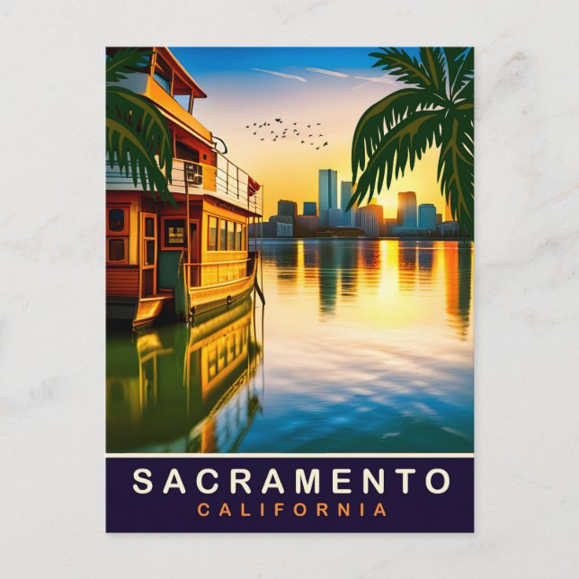 Sacramento, California, Waterfront,, Travel Postcard (Front)