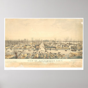 Sacramento During Flood of 1850 (1586A) Poster