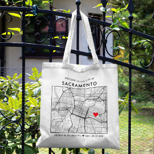 Sacramento Love Locator   City Map Wedding Welcome Tote Bag