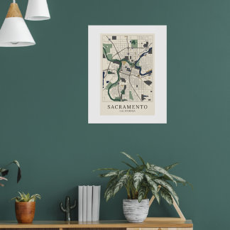 Sacramento Map Poster Minimalist City Wall Art