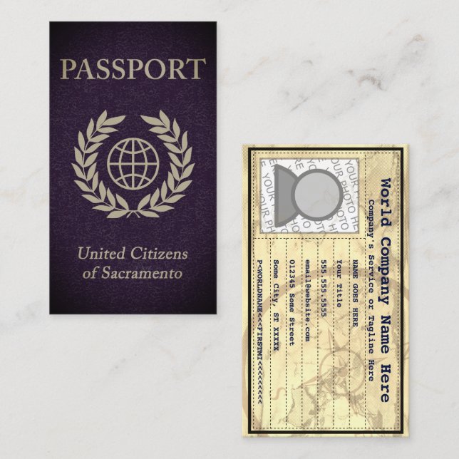sacramento passport business card (Front/Back)