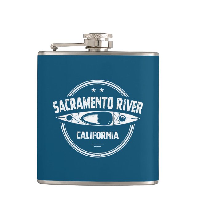 Sacramento River California Kayaking Hip Flask (Front)