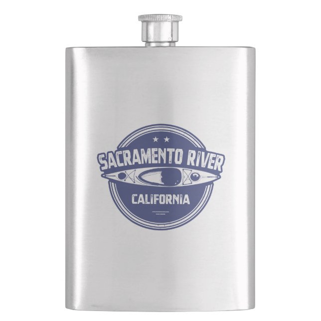 Sacramento River California Kayaking Hip Flask (Front)