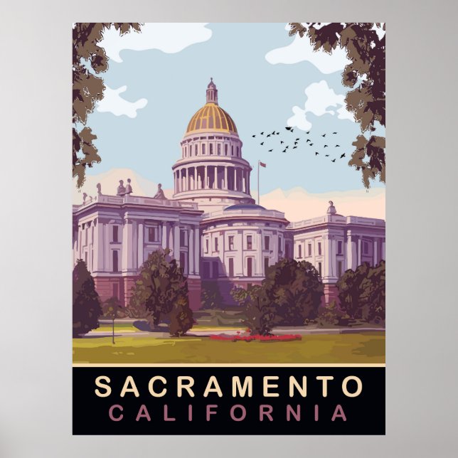  Sacramento, State Capital, California, Travel Poster (Front)