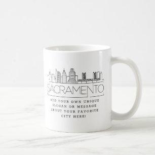 Sacramento Stylised Skyline   Custom Slogan Coffee Mug