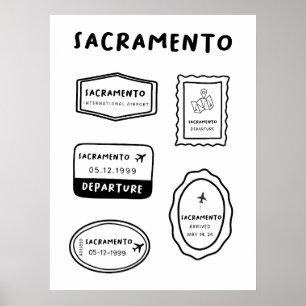 Sacramento - Travel Stamp Collection   Minimalist  Poster