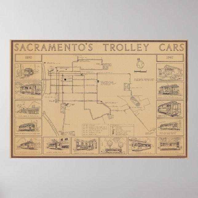 Sacramento Trolley Cars 1890-1947 Poster (Front)