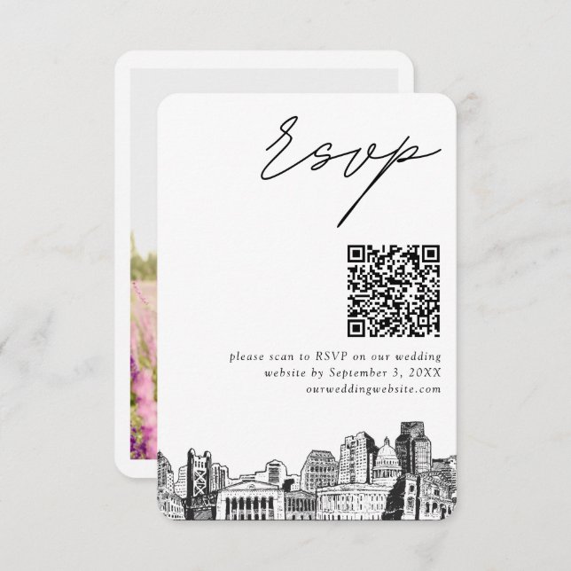 Sacramento Wedding RSVP QR Code Small  Enclosure Card (Front/Back)