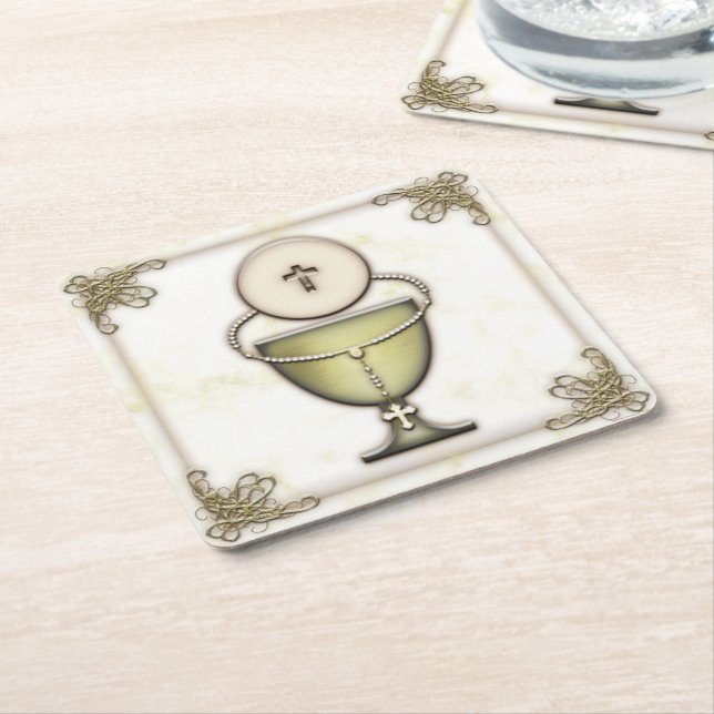 Sacraments Square Paper Coaster (Angled)