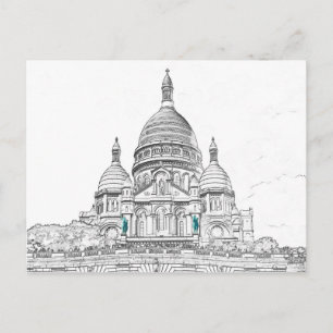 Sacre Coeur Basilica on Montmartre hill, Paris Postcard