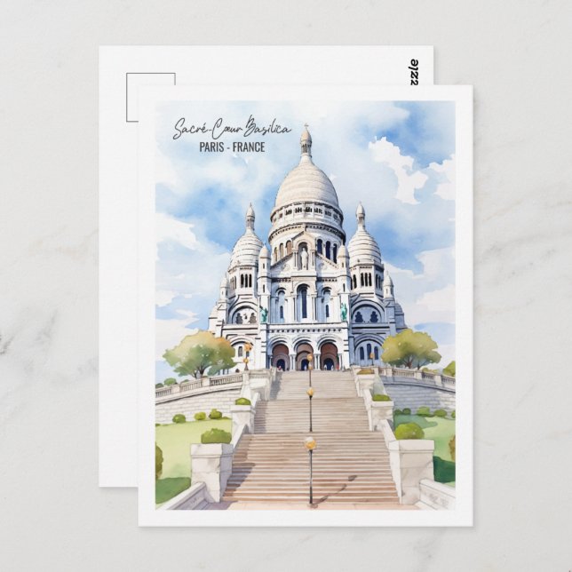 Sacre Coeur Basilica Paris Famous Travel Place Postcard (Front/Back)