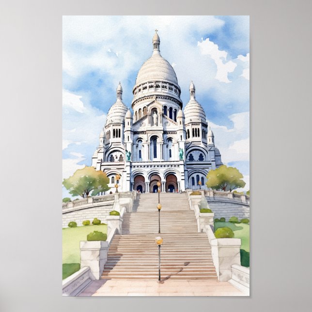 Sacre Coeur Basilica Paris Famous Travel Place Poster (Front)