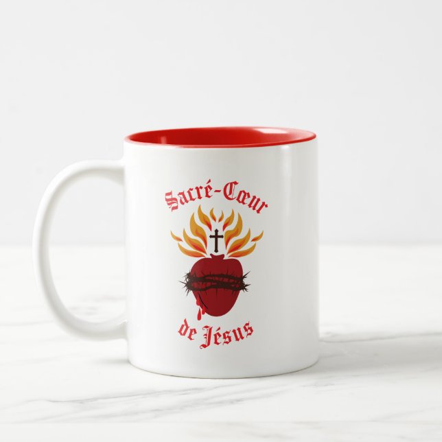 Sacré-Cœur de Jésus/Sacred Heart of Jesus Two-Tone Coffee Mug (Left)