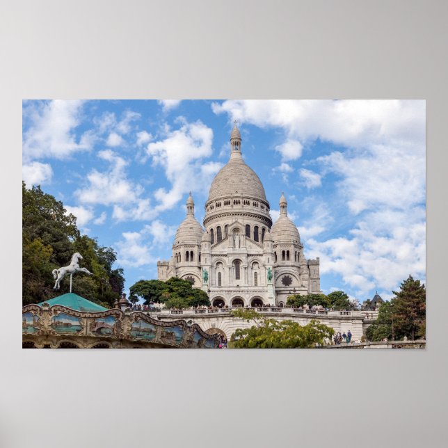 Sacre Coeur on Montmartre hill - Paris, France Poster (Front)