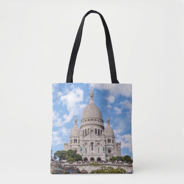 Sacre Coeur on Montmartre hill - Paris, France Tote Bag (Front)