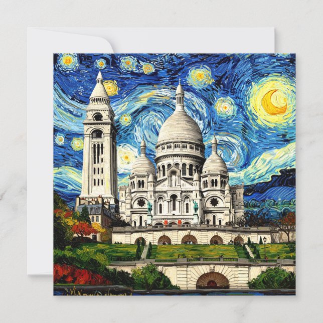 Sacre-Coeur Paris France Starry Night (Front)