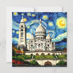 Sacre-Coeur Paris France Starry Night Magnetic Invitation