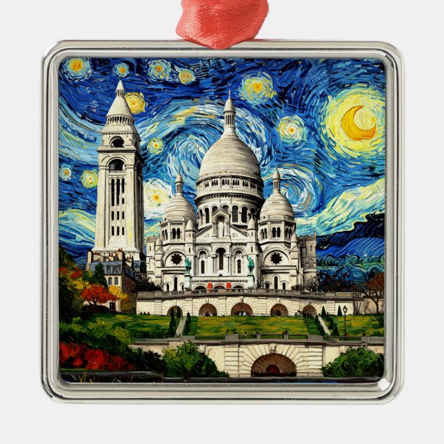 Sacre-Coeur Paris France Starry Night Metal Tree Decoration (Front)
