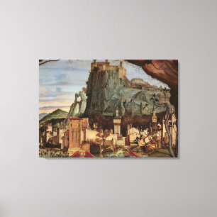 Sacre conversazione, detail of the town and castle canvas print