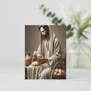 Sacred Act of Jesus Breaking Bread Postcard