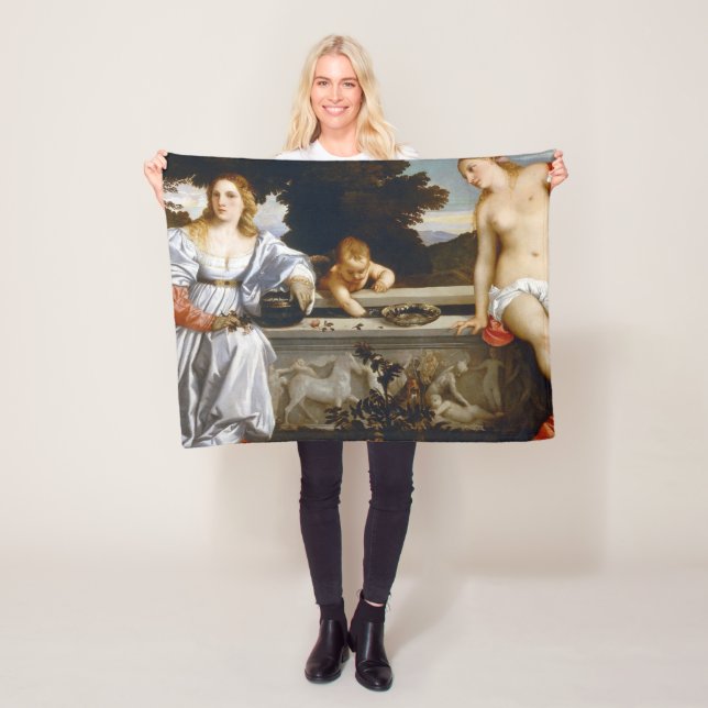 Sacred and Profane Love, Tiziano Vecelli, 1515 Fleece Blanket (In Situ)