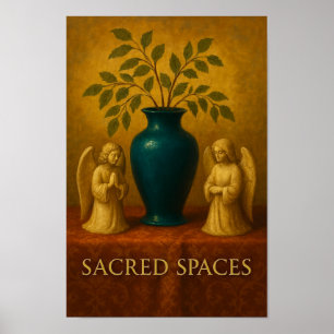 Sacred Angels with Emerald Vase Still Life Poster