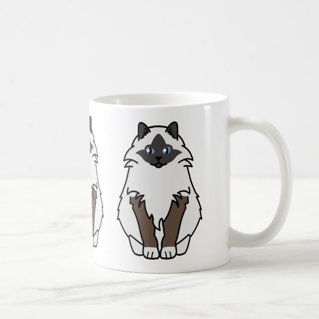 Sacred Birman Cat Cartoon Coffee Mug (Right)