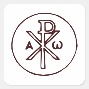 Sacred Chi-Rho Christogram Fine Art Square Sticker