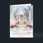 Sacred Christmas: Mass Offering for Your Intention Holiday Card<br><div class="desc">"Let the Holy Sacrifice of the Mass be your gift this Christmas. Our Traditional Mass Offering Card,  featuring a delicate watercolor of a high altar decorated with poinsettias,  is a timeless expression of faith and love for those dear to you."</div>