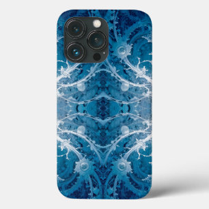 Sacred Cosmic Flow - Blue Silver Symmetry iPhone 13 Pro Case