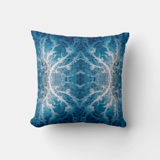 Sacred Cosmic Flow - Blue Silver Symmetry Cushion