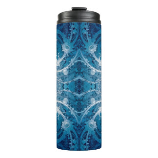Sacred Cosmic Flow - Blue Silver Symmetry Thermal Tumbler